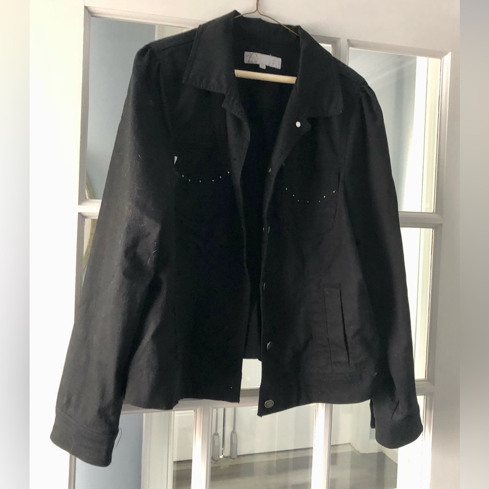 Duplex Jacket, Size 2X, Black with Rhinestones on the Front Upper Pockets